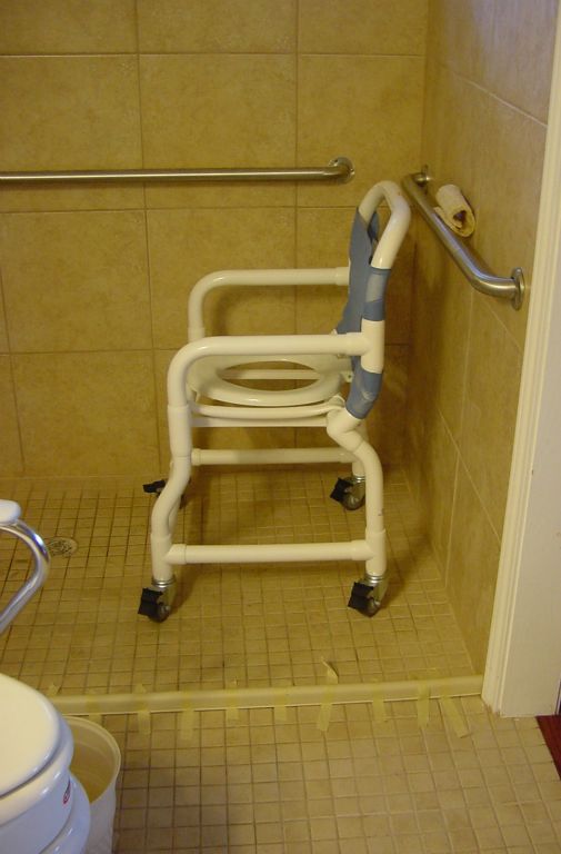 The existing small bathroom is now wheelchair friendly and very accessible